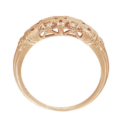 Art Deco Filigree Dome Wedding Ring in 14 Karat Rose Gold - Item: WR428R - Image: 5