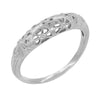 Matching wr428w wedding band for Low Dome Art Deco Filigree White Sapphire Ring in 14 Karat White Gold