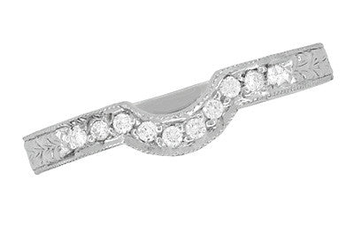 Royal Crown Curved Diamond Wedding Band in White Gold - 14K or 18K - Item: WR460W14K1D - Image: 4
