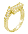 Matching wr496y wedding band for Art Deco 1 to 1.30 Carat Princess Cut Diamond 18 Karat Yellow Gold Castle Engagement Ring Setting