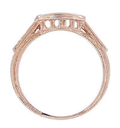 Art Deco Diamond Filigree Wraparound Wedding Ring in 14K Rose ( Pink ) Gold - Item: WR663R - Image: 2
