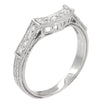 Matching wr664 wedding band for Art Deco Citadel Filigree 1 Carat Aquamarine Engagement Ring in 14 or 18 Karat White Gold