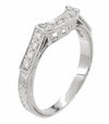 Matching wr665 wedding band for Art Deco Castle 3/4 Carat Aquamarine Engagement Ring in Platinum