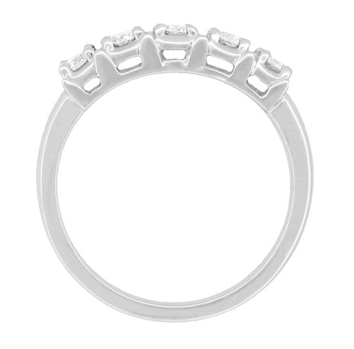 Mid Century Straightline Diamond Wedding Ring in White Gold - 18K or 14K - Item: WR728W-LC - Image: 3