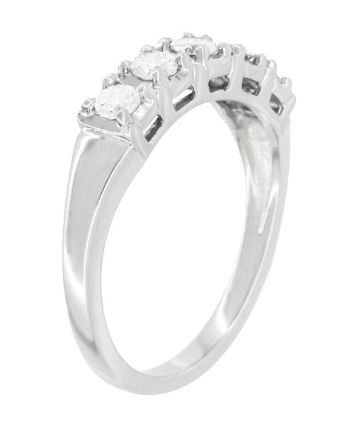 Mid Century Straightline Diamond Wedding Ring in White Gold - 18K or 14K - Item: WR728W-LC - Image: 2