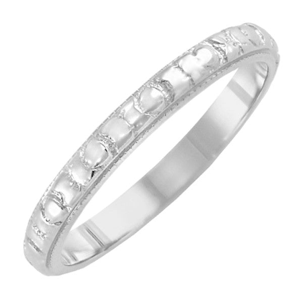 Women's White Gold Wedding Band - Antique 