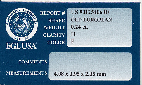 0.24 Carat Natural Loose Old European Cut Diamond - F Color I1 Clarity - Item: D290 - Image: 2