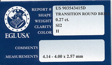 0.27 Carat Natural Vintage Transitional Round Brilliant Cut Loose Diamond - H Color SI2 Clarity - alternate view