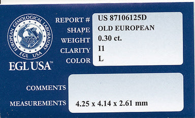 0.30 Carat Loose Natural Old European Cut Diamond - L Color I1 Clarity - alternate view