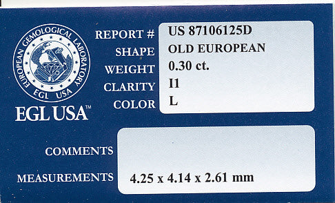 0.30 Carat Loose Natural Old European Cut Diamond - L Color I1 Clarity - Item: D145 - Image: 2