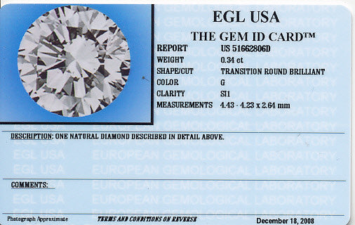 0.34 Carat Natural Loose Vintage Transitional Round Brilliant Cut Diamond - G Color SI1 Clarity - Item: D153 - Image: 2