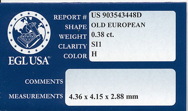 0.38 Carat Loose Old European Cut Diamond - Natural H Color SI1 Clarity - alternate view