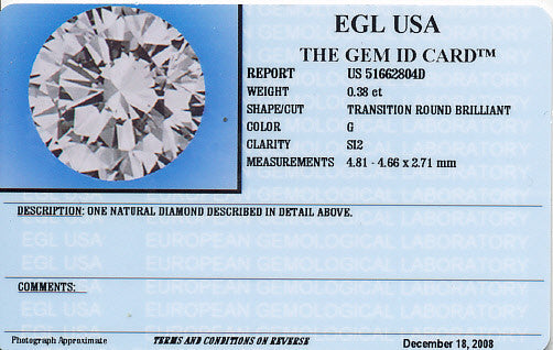 0.38 Carat Natural Loose Vintage Transitional Round Brilliant Cut Diamond  - G Color SI2 Clarity - Item: D154 - Image: 2