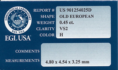 0.45 Carat Loose Early Old European Cut Diamond H Color VS2 Clarity - Natural - alternate view