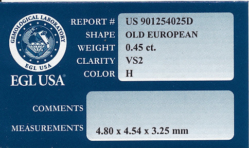 0.45 Carat Loose Early Old European Cut Diamond H Color VS2 Clarity - Natural - Item: D267 - Image: 2