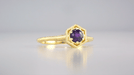 3/4 Carat Amethyst Art Deco Engraved Hexagon Filigree Ring in 14 Karat Yellow Gold