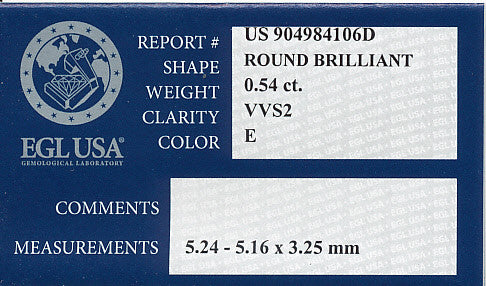 0.54 Carat E Color VVS2 Clarity Natural Loose Diamond - Good Cut - EGL USA - Item: D465 - Image: 2