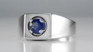 1 Carat Men's Royal Blue Natural Sapphire Ring in 14 Karat White Gold - 1950's Reissue