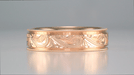 Antique Hand Carved Scrolls Art Deco Mens Western Wedding Band in 14K Rose Gold - 6mm Wide