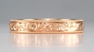 14K Rose Gold Antique Style Men's Victorian Carved Acanthus Wedding Band - 4mm
