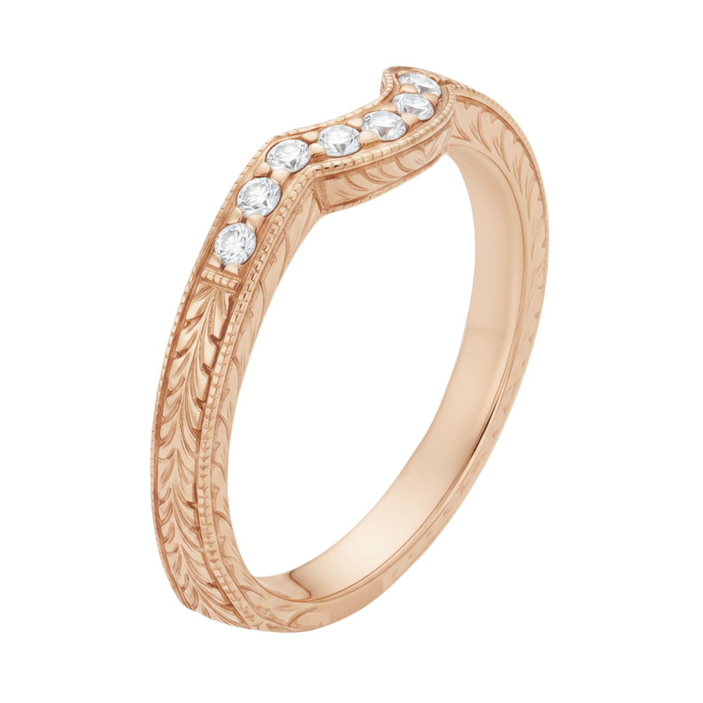 14K Rose Gold Royal Crown Hugger Diamond Wedding Band - Item: WR460R1D-LC - Image: 5
