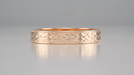 14K Rose Gold Mid Century Modern Carved Interlocking Chevrons Wedding Band - 4mm Wide