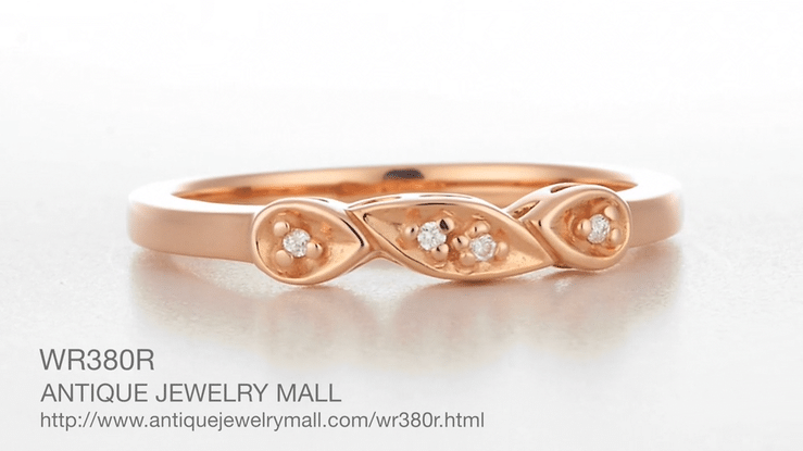 14 Karat Rose Gold Mid Century Retro Modern Filigree Diamond Wedding Ring - Item: WR380R-LC - Image: 4