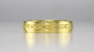 Yellow Gold 1930's Art Deco Men's Floral Grooved Wedding Band - 5mm Wide