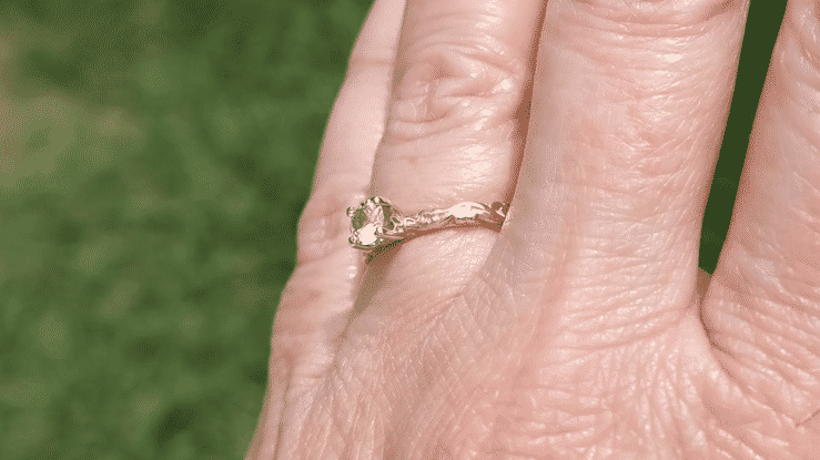 14 Karat Yellow Gold Art Deco Carved Scrolls Solitaire Diamond Engagement Ring - Item: R639YD-LC - Image: 7