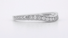 White Gold Art Deco Curved Filigree and Wheat Engraved Diamond Wedding Band