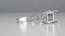1905 Art Nouveau Design Flowers & Leaves Filigree Engagement Ring Setting for a Round 3/4 - 1 Carat Diamond in 14 or 18 Karat White Gold