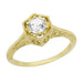 Art Deco White Sapphire Hexagonal Filigree Engagement Ring in 14K Yellow Gold