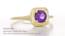 Art Deco Amethyst Filigree Scrolls Engraved Engagement Ring in 14 Karat Yellow Gold