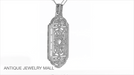 1920's Art Deco Filigree White Sapphire Geometric Pendant Necklace in Sterling Silver