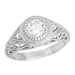 Art Deco Platinum Sculptural Filigree Low Dome 3/4 Carat Diamond Engagement Ring