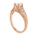 Rose Gold 1920's Design Art Deco Scroll Wave Filigree Diamond Engagement Ring