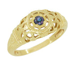 1920's Low Dome Floral Filigree Art Deco Yellow Gold Alexandrite Ring