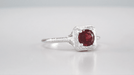 Art Deco Pyrope Garnet Filigree Scrolls Engraved Ring in 14 Karat White Gold