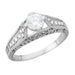 Art Deco Belnord Filigree Diamond Engagement Ring in 18 Karat White Gold
