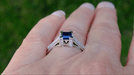 1920's Vintage Inspired Princess Cut Square Blue Sapphire Engagement Ring in 18K White Gold | 3/4 Carat