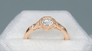 1930's Art Deco 14 Karat Rose Gold Low Profile Diamond Engagement Ring