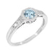 Art Deco Filigree Aquamarine and Diamond Engagement Ring in Platinum