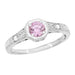 Art Deco Square Frame Filigree Natural Pink Sapphire Engagement Ring in White Gold