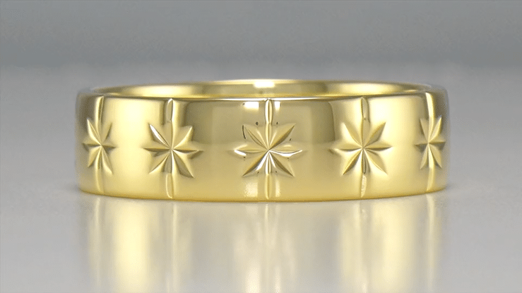 1950's 8 Ray Starburst Mens Antique Style Wedding Band in Yellow Gold - 6mm Wide - Item: R1131Y10 - Image: 3