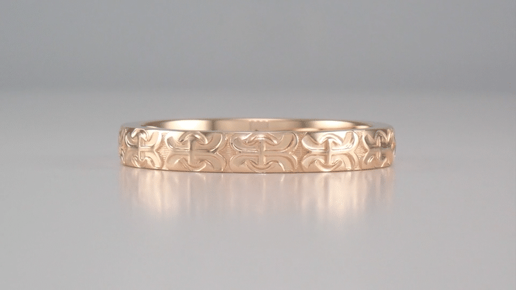 1950's Love Anchor and Cross Wedding Band in 14 Karat Rose Gold - 3mm Wide - Item: R667R - Image: 3