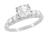 Mid Century 1950's Vintage Style Diamond Engagement Ring in 14 Karat White Gold