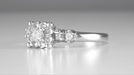 Lucky Clover Retro Moderne White Sapphire Engagement Ring in 14 Karat White Gold