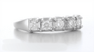 1950's Mid Century Modern Straightline 5 Diamond Platinum Wedding Ring - 0.50 Carat T.D.W.