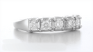 1950's Mid Century Modern Straightline 5 Diamond Platinum Wedding Ring - 0.50 Carat T.D.W.