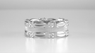 1950's Pansy Flowers Vintage Design Wedding Band in White Gold - 7mm Wide